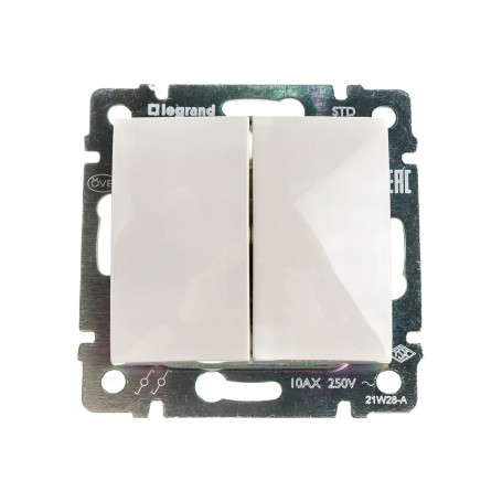 Переключатель двухклавишный, слоновая кость, Legrand Valena, 774308 - Артикул 774308