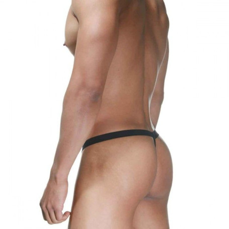 Розово-черные трусы-стринги с серебристыми кольцами - Артикул 320371