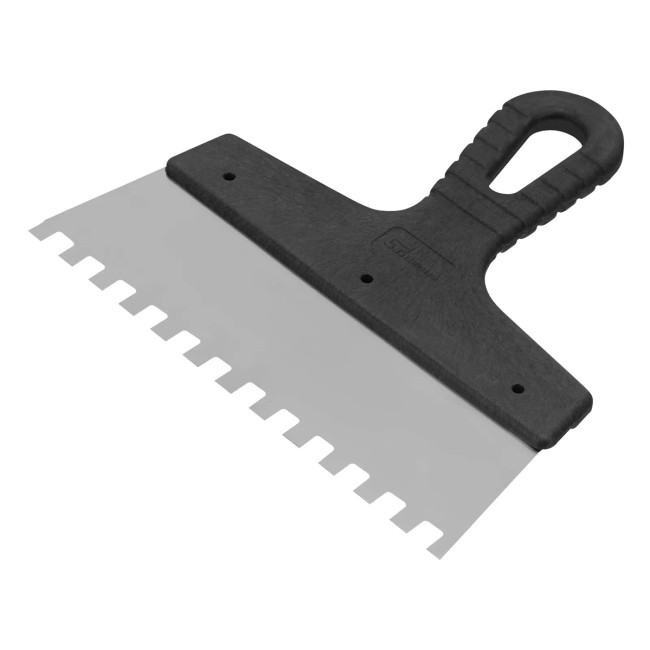 Шпатель из нержавеющей стали, 200 мм, зуб 8 х 8 мм, пластмассовая ручка - Артикул 8547311 Шпатель из нержавеющей стали, 200 мм, зуб 8 х 8 мм, пластмассовая ручка - Артикул 8547311