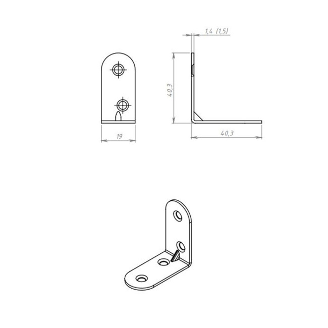 Кронштейн МК 40 х 40 мм, цинк, 10 шт - Артикул 9152411