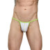 Белые мужские трусы-стринги с зеленой резинкой - Артикул 428506