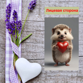 Мини открытка - карточка "Милый ежик с сердечком", бирка для подарков, односторонние, 20 шт