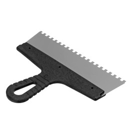 Шпатель из нержавеющей стали, 250 мм, зуб 6 х 6 мм, пластмассовая ручка