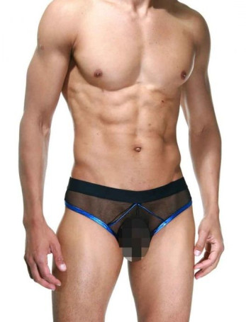 Мужские полупрозрачные трусы-слипы с контрастным кантом - Артикул 323685