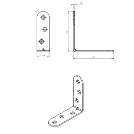Кронштейн МК 60 х 60 мм, цинк, 5 шт