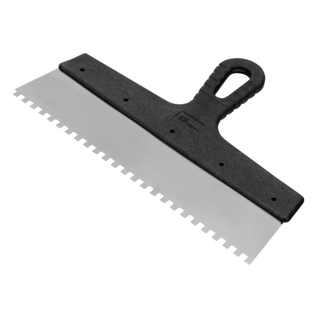 Шпатель из нержавеющей стали, 300 мм, зуб 6 х 6 мм, пластмассовая ручка - Артикул 8546711 Шпатель из нержавеющей стали, 300 мм, зуб 6 х 6 мм, пластмассовая ручка - Артикул 8546711