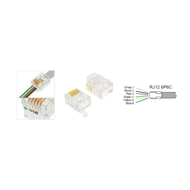 Коннектор RJ12 (6р6с) 5 шт - Артикул 1110011