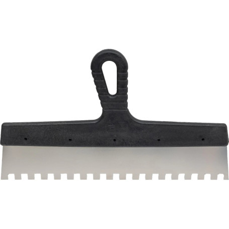 Шпатель из нержавеющей стали, 350 мм, зуб 10 х 10 мм, пластмассовая ручка - Артикул 8550711