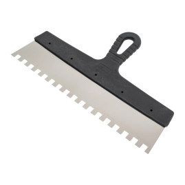 Шпатель из нержавеющей стали, 350 мм, зуб 10 х 10 мм, пластмассовая ручка