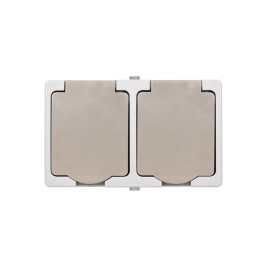 Розетка двойная 2П+3 (горизонтальная) открытой установки IP54 16А &quot;Вуокса&quot; TDM