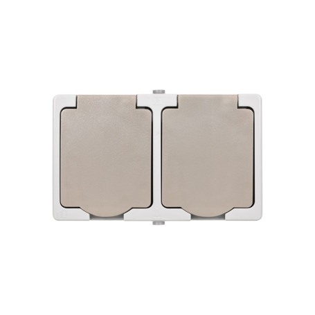 Розетка двойная 2П+3 (горизонтальная) открытой установки IP54 16А &quot;Вуокса&quot; TDM - Артикул SQ1803-0008