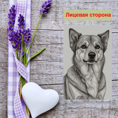 Мини открытка - карточка "Милый пес, рисунок", бирка для подарков, односторонние, 20 шт - Артикул 210206