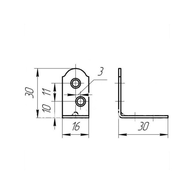 Уголок мебельный усиленный, 30х30х16 мм, цинк, 10 шт. - Артикул 4651311
