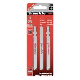 Полотна для электролобзика по металлу, 3 шт, 75 х 1.2 мм, BIM, EU- хвостовик