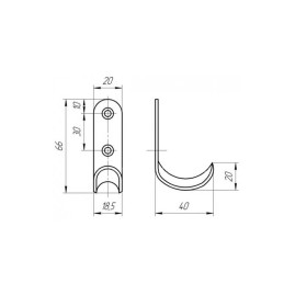 Крючок-вешалка №7, антик медь, 5 шт