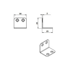 Уголок мебельный, 25х25х30 мм, цинк, 10 шт.