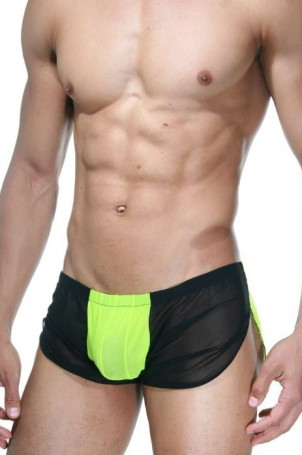 Мужские черно-лаймовые шорты - Артикул 403595