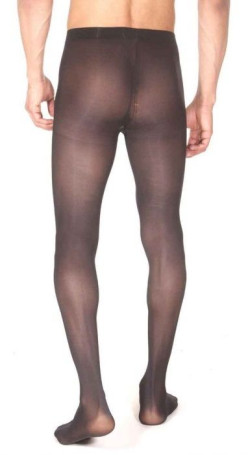 Плотные полупрозрачные мужские колготы с интимным доступом - Артикул 354264