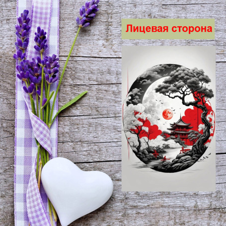 Мини открытка - карточка "Японские мотивы", бирка для подарков, односторонние, 20 шт - Артикул 210002