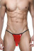 Откровенные красно-черные трусы-стринги - Артикул 407964