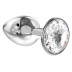 Серебристая анальная пробка Sparkle XL с прозрачным кристаллом - 11 см. - Артикул 397436