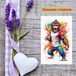 Мини открытка - карточка &quot;Яркая обезьяна&quot;, бирка для подарков, односторонние, 20 шт