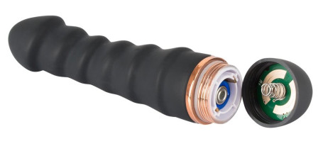 Чёрный вибратор с ребрами Bendy Ripple - 16,5 см. - Артикул 109249