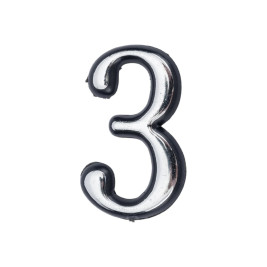 Цифра дверная 3, пластик, хром