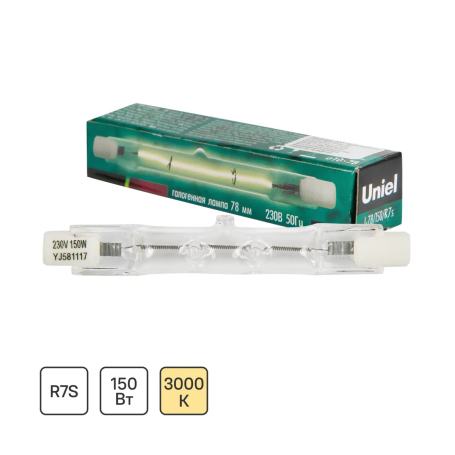 Лампочка галогеновая для прожектора 78 мм 150W R7s, Uniel - Артикул 156417