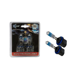 Лампа автомобильная галогеновая H27, 12V, 27Вт, PG13, 4000k, +30% яркости, Super White Xenite - 2 шт