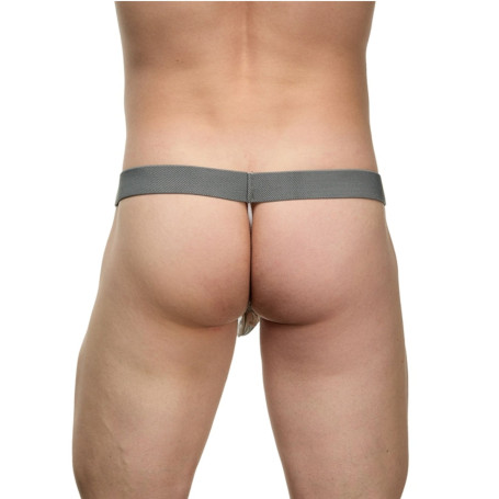 Мужские серебристые трусы-стринги - Артикул 425201