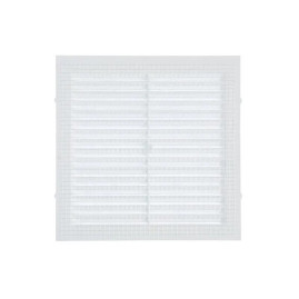 Решётка вентиляционная 155x155 мм пластик цвет белый с сеткой