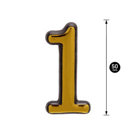 Цифра дверная 1, пластик, золото