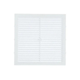 Решётка вентиляционная 194x194 мм пластик цвет белый с сеткой