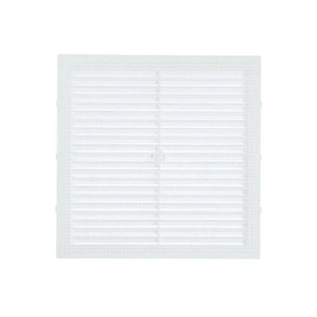 Решётка вентиляционная 194x194 мм пластик цвет белый с сеткой - Артикул 506314