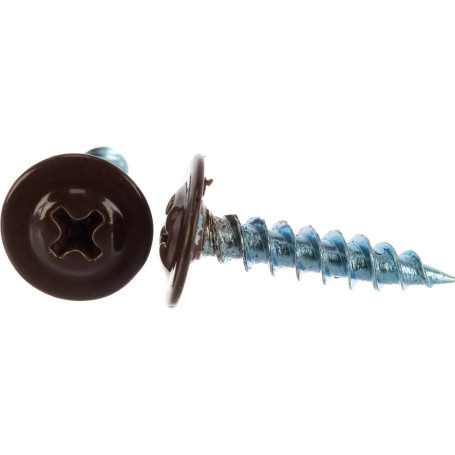 Саморез с прессшайбой, острый, 4,2х19 мм, Коричневый, 200 шт - Артикул 205224