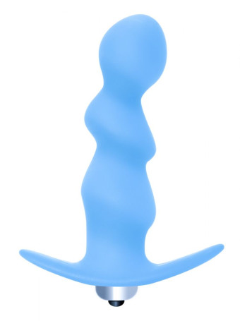 Голубая фигурная анальная вибропробка Spiral Anal Plug - 12 см. - Артикул 134462