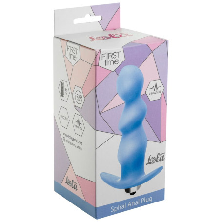 Голубая фигурная анальная вибропробка Spiral Anal Plug - 12 см. - Артикул 134462