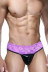 Черно-фиолетовые трусы-танга на кружевном поясе - Артикул 409387