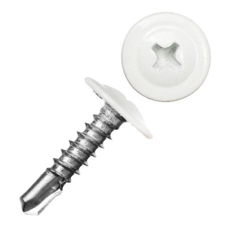 Саморез с прессшайбой, сверло 4,2х16 мм, Белый, 175 шт - Артикул 205302