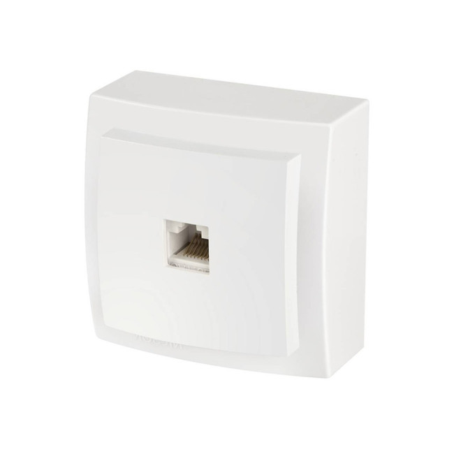 Розетка телефонная, открытой проводки цвет Белый NILSON - Артикул 26111040 Розетка телефонная, открытой проводки цвет Белый NILSON - Артикул 26111040