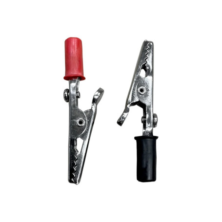 Зажим приборный &quot;крокодил&quot; 55мм красный+чёрный 5А - Артикул 16-0010