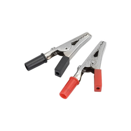 Зажим приборный &quot;крокодил&quot; 55мм красный+чёрный 5А - Артикул 16-0010