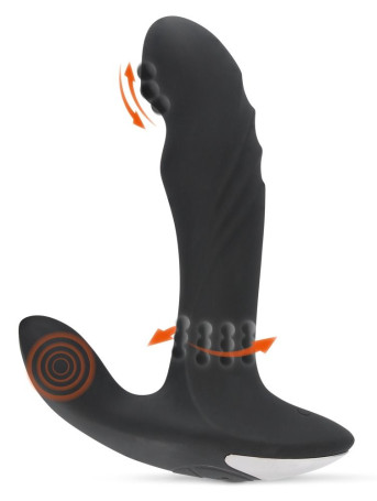 Черный вибромассажер простаты с функцией римминга Plug with Perineum Stimulator - 16,6 см. - Артикул 137466