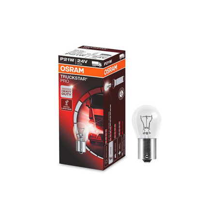 Лампа автомобильная накаливания P21W, 24V, 21Вт, BA15s, +100% света, TRUCKSTAR PRO - 1 шт - Артикул 7511TSP_OSR