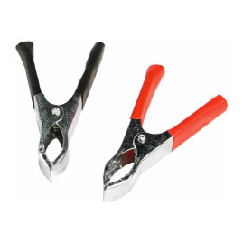 Зажим приборный "крокодил" 75мм красный+чёрный 30А