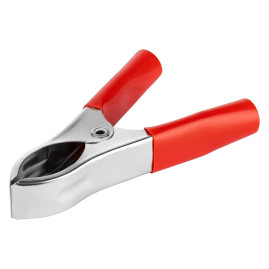 Зажим приборный "крокодил" 75мм красный+чёрный 30А