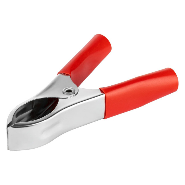 Зажим приборный "крокодил" 75мм красный+чёрный 30А - Артикул 16-0015