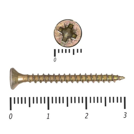 Саморез универсальный, желтый, 3х30 мм, 50 шт - Артикул 202230