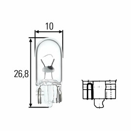 Лампа автомобильная накаливания W5W, 12V, 5Вт, W2.1x9.5d, HELLA - 1 шт
